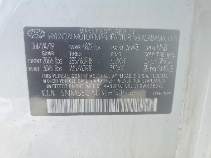 Продажа на аукционе авто 2020 Hyundai Santa Fe, vin: 5NMS5CAD3LH150606, номер лота: 75832475