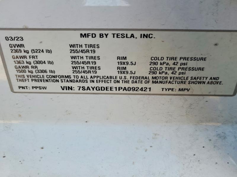 Aukcja sprzedaży 2023 Tesla Model Y, vin: 7SAYGDEE1PA092421, numer aukcji: 78249745