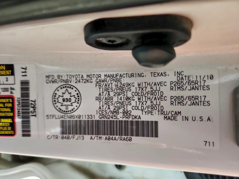 Продажа на аукционе авто 2011 Toyota Tacoma, vin: 5TFLU4EN0BX011331, номер лота: 77003735