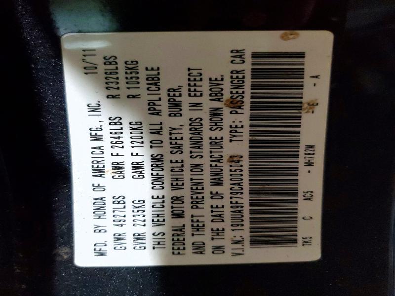 Aukcja sprzedaży 2012 Acura Tl, vin: 19UUA9F79CA005043, numer aukcji: 78618725