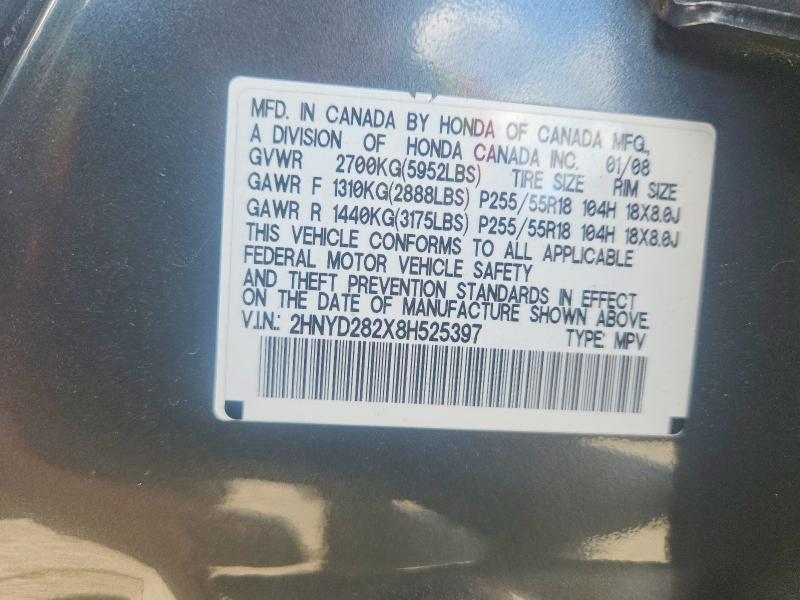 2008 Acura Mdx მანქანა იყიდება აუქციონზე, vin: 2HNYD282X8H525397, აუქციონის ნომერი: 78188455