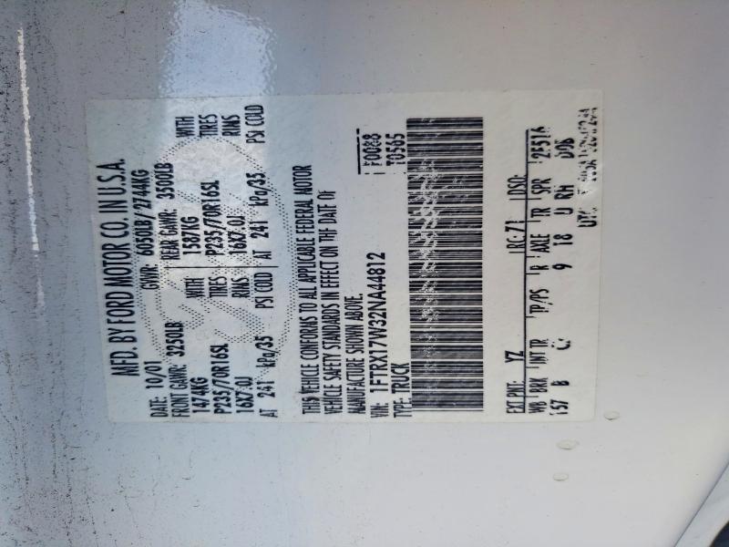 2002 Ford F-150 მანქანა იყიდება აუქციონზე, vin: 1FTRX17W32NA44812, აუქციონის ნომერი: 77622345