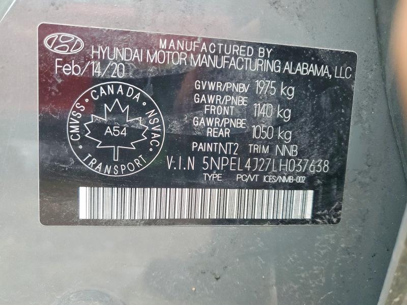 77219415 :رقم المزاد ، 5NPEL4J27LH037638 vin ، 2020 Hyundai Sonata مزاد بيع