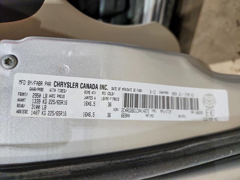 Продажа на аукционе авто 2012 Dodge Grand Caravan, vin: 2C4RDGBG1CR414672, номер лота: 75002605