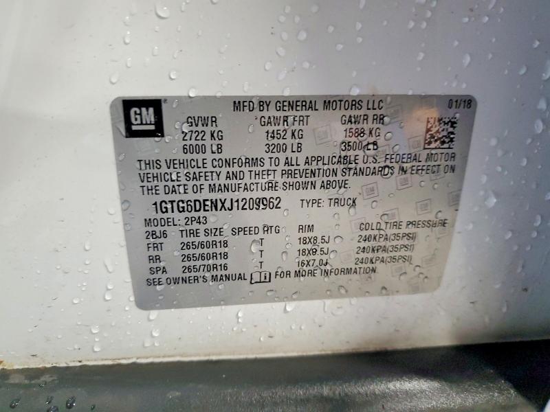 Aukcja sprzedaży 2018 Gmc Canyon, vin: 1GTG6DENXJ1209962, numer aukcji: 79193595