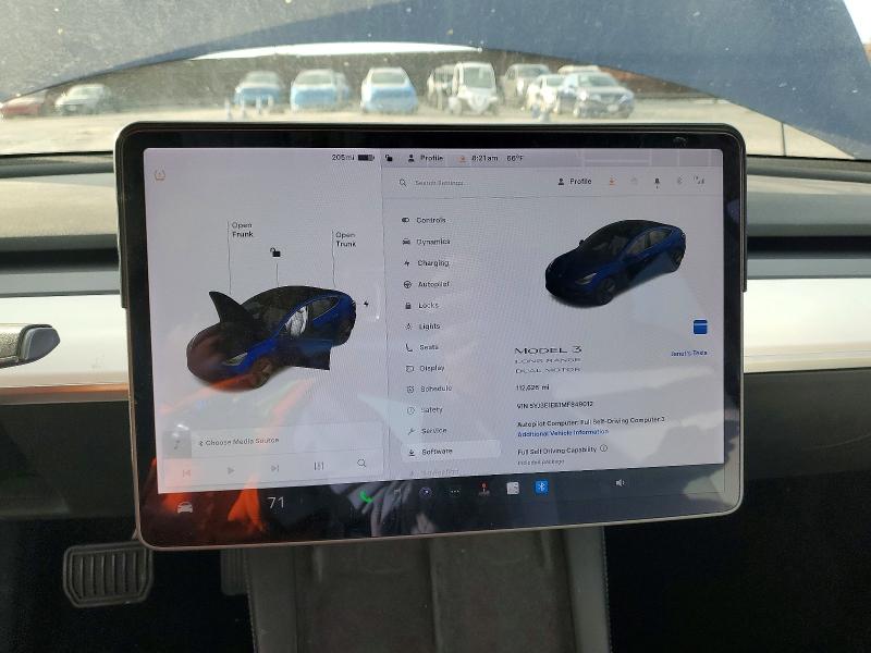 75872465 :رقم المزاد ، 5YJ3E1EB1MF849012 vin ، 2021 Tesla Model 3 مزاد بيع