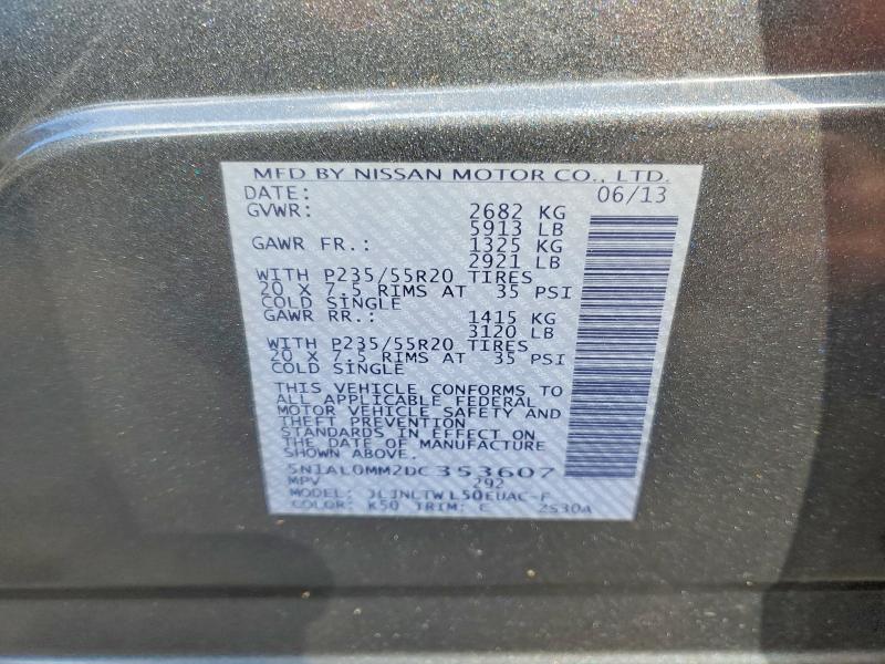 Aukcja sprzedaży 2013 Infiniti Jx35, vin: 5N1AL0MM2DC353607, numer aukcji: 78287215