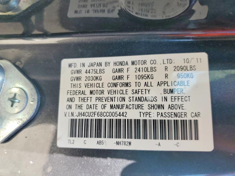Auction sale of the 2012 Acura Tsx, vin: JH4CU2F68CC005442, lot number: 77476495