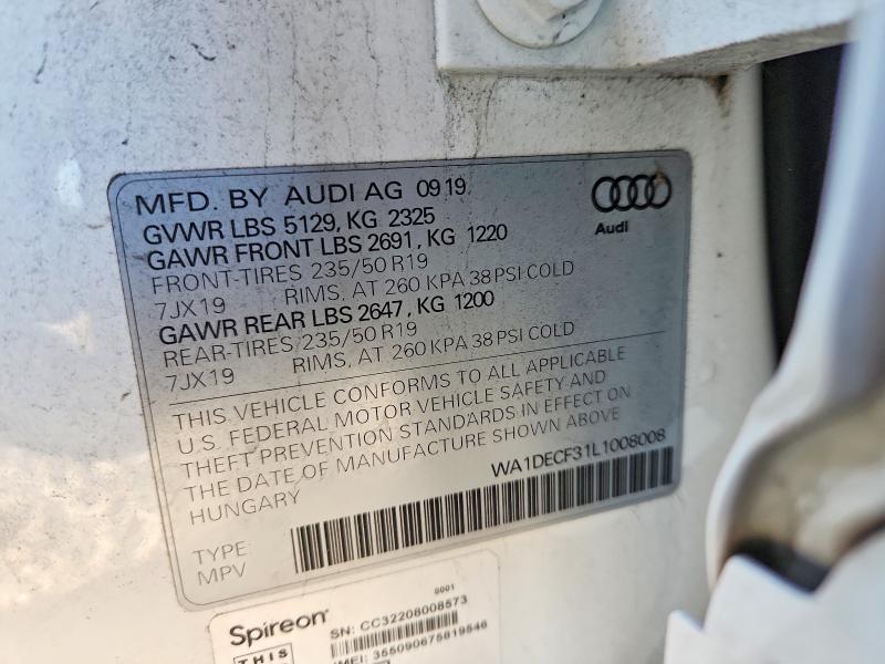 Продаж на аукціоні авто 2020 Audi Q3, vin: WA1DECF31L1008008, номер лоту: 77182235