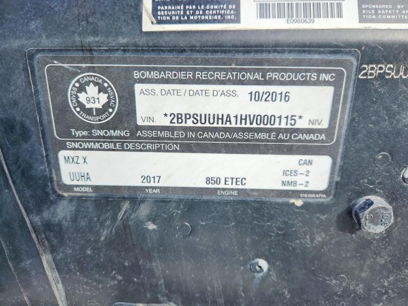 Продаж на аукціоні авто 2017 Ski-doo Mx Z X 850 Rer, vin: 2BPSUUHA1HV000115, номер лоту: 77187455