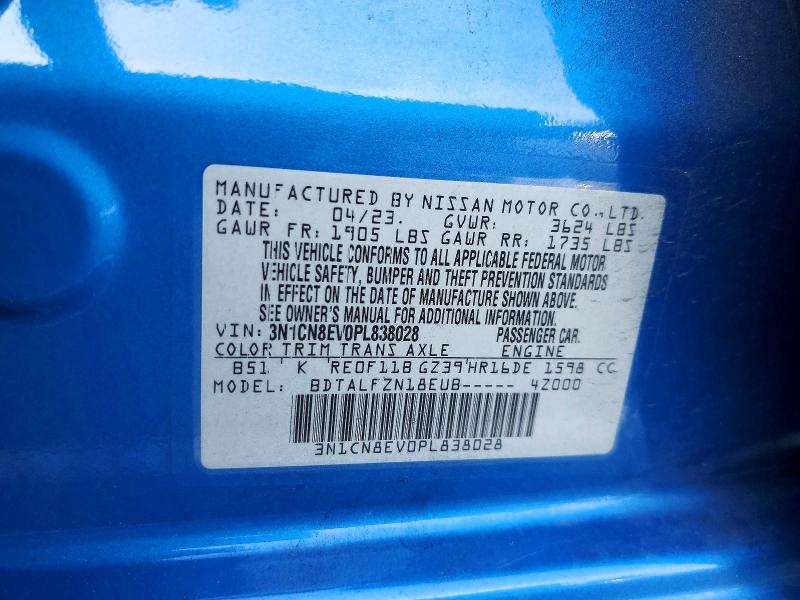 79034125 :رقم المزاد ، 3N1CN8EV0PL838028 vin ، 2023 Nissan Versa مزاد بيع