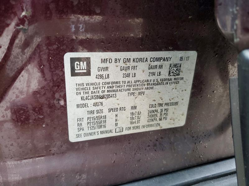 Aukcja sprzedaży 2017 Buick Encore, vin: KL4CJASB6HB205413, numer aukcji: 77827235