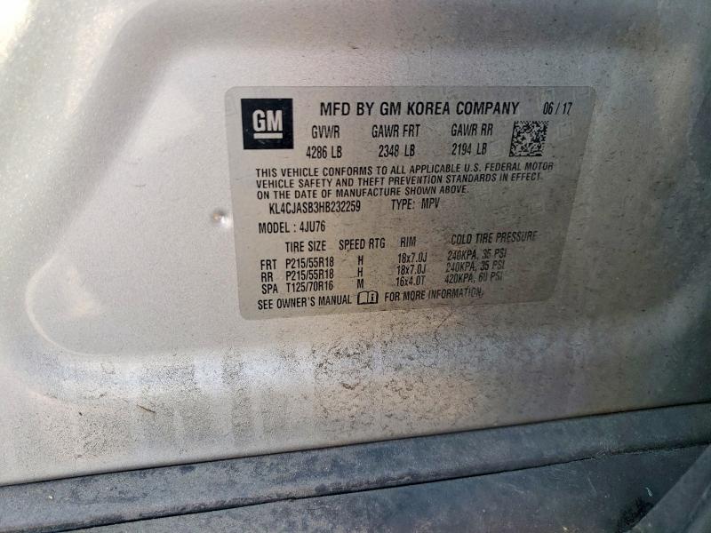 Aukcja sprzedaży 2017 Buick Encore, vin: KL4CJASB3HB232259, numer aukcji: 76195645