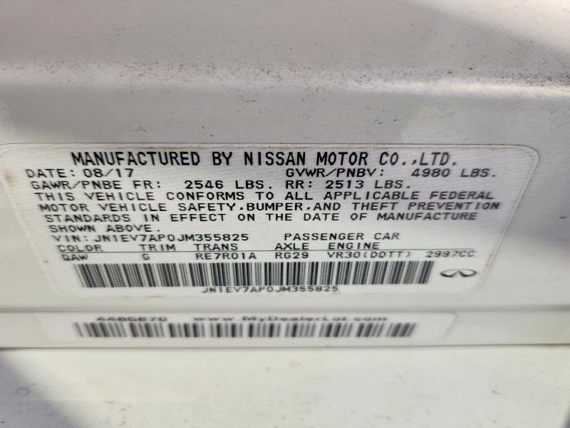 75062105 :رقم المزاد ، JN1EV7AP0JM355825 vin ، 2018 Infiniti Q50 مزاد بيع