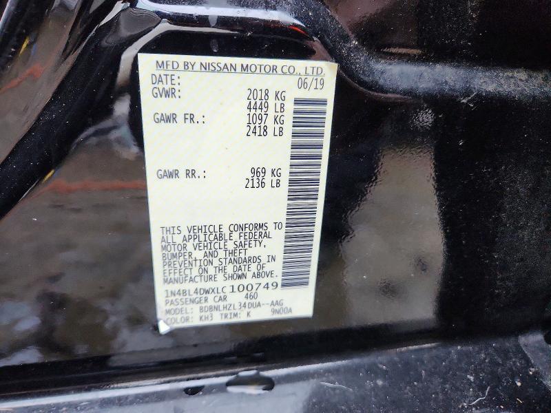Aukcja sprzedaży 2020 Nissan Altima, vin: 1N4BL4DWXLC100749, numer aukcji: 78030675