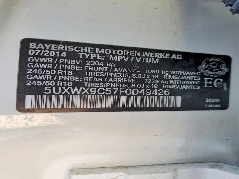 2015 Bmw X3 მანქანა იყიდება აუქციონზე, vin: 5UXWX9C57F0D49426, აუქციონის ნომერი: 75512165