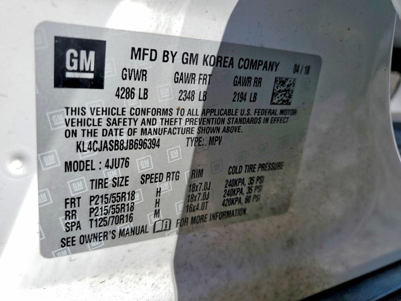 Aukcja sprzedaży 2018 Buick Encore, vin: KL4CJASB8JB696394, numer aukcji: 79345565