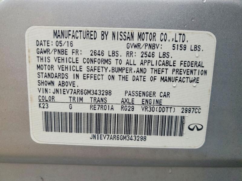 Продажа на аукционе авто 2016 Infiniti Q50 Premiu, vin: JN1EV7AR6GM343298, номер лота: 72436015