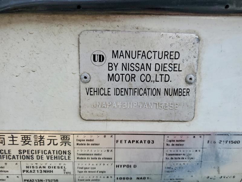 Aukcja sprzedaży 2004 Nissan Diesel Ud2600, vin: JNAPA43H84AN75258, numer aukcji: 93092325