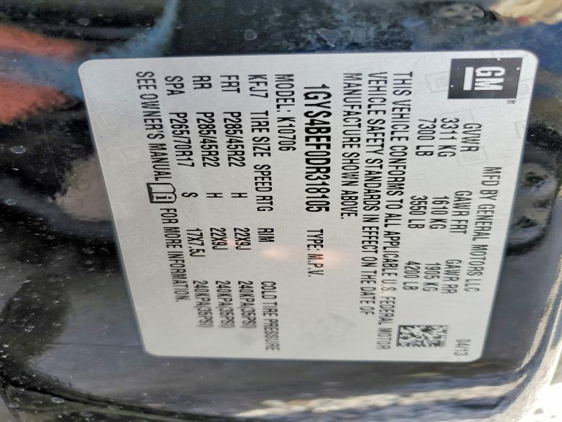 Продаж на аукціоні авто 2013 Cadillac Escalade, vin: 1GYS4BEF0DR318105, номер лоту: 77224635