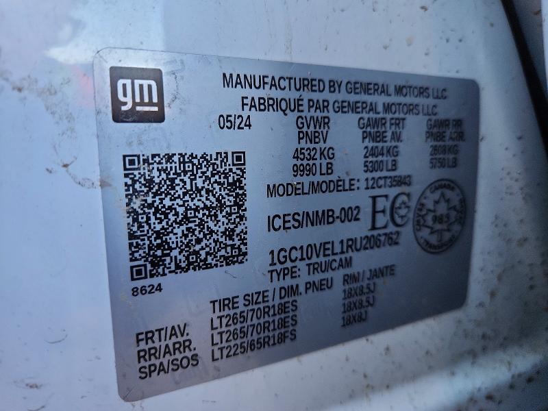 Aukcja sprzedaży 2024 Chevrolet Silverado, vin: 1GC10VEL1RU206762, numer aukcji: 76009845