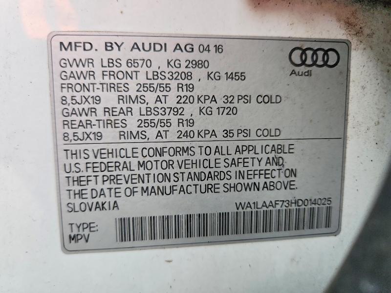 Aukcja sprzedaży 2017 Audi Q7, vin: WA1LAAF73HD014025, numer aukcji: 77690145