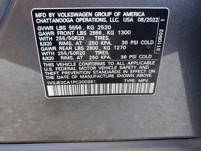 Aukcja sprzedaży 2023 Volkswagen Atlas Cross Sport, vin: 1V2JE2CA1PC200981, numer aukcji: 76827675
