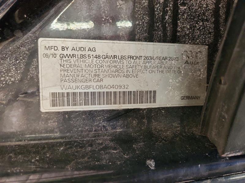 Aukcja sprzedaży 2011 Audi S4, vin: WAUKGBFL0BA040932, numer aukcji: 74792635