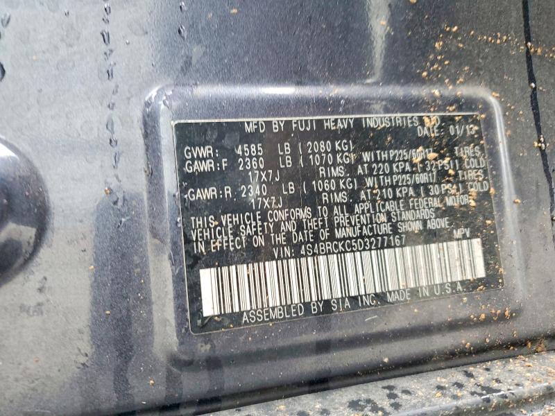2013 Subaru Outback მანქანა იყიდება აუქციონზე, vin: 4S4BRCKC5D3277167, აუქციონის ნომერი: 75844975