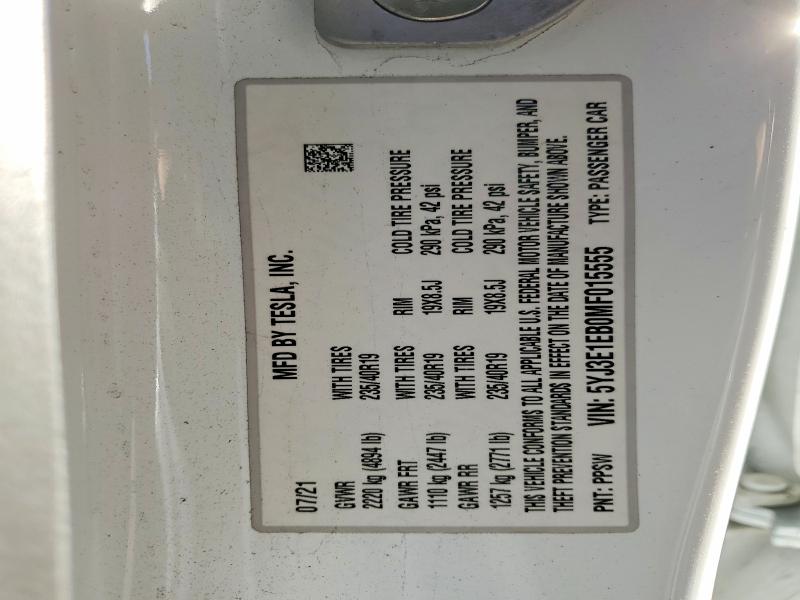 Aukcja sprzedaży 2021 Tesla Model 3, vin: 5YJ3E1EB0MF015555, numer aukcji: 75887965