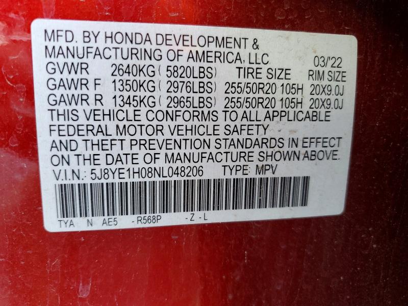 Aukcja sprzedaży 2022 Acura Mdx, vin: 5J8YE1H08NL048206, numer aukcji: 76597985