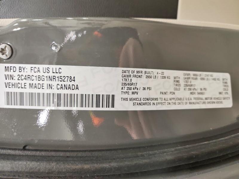 78793865 :رقم المزاد ، 2C4RC1BG1NR152784 vin ، 2022 Chrysler Pacifica مزاد بيع