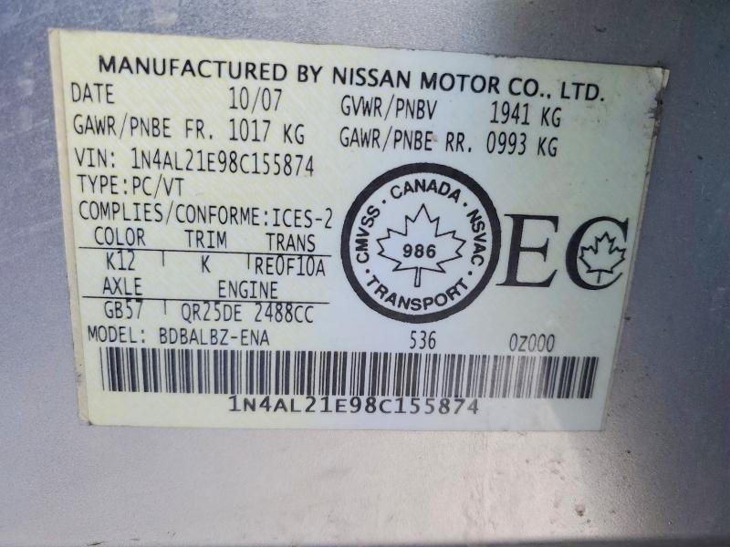 Продаж на аукціоні авто 2008 Nissan Altima, vin: 1N4AL21E98C155874, номер лоту: 76450935