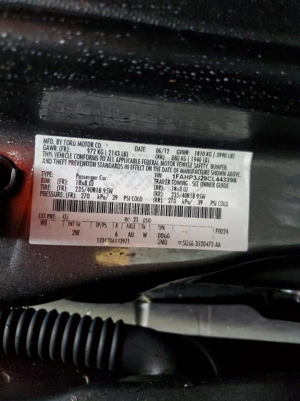 76231315 :رقم المزاد ، 1FAHP3J29CL443398 vin ، 2012 Ford Focus مزاد بيع