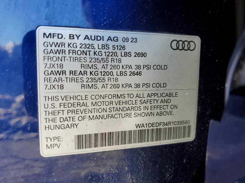 Продаж на аукціоні авто 2024 Audi Q3, vin: WA1DEDF34R1039560, номер лоту: 76723595