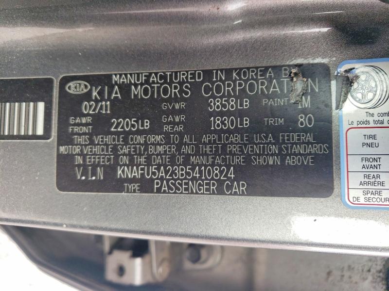 78036635 :رقم المزاد ، KNAFU5A23B5410824 vin ، 2011 Kia Forte مزاد بيع