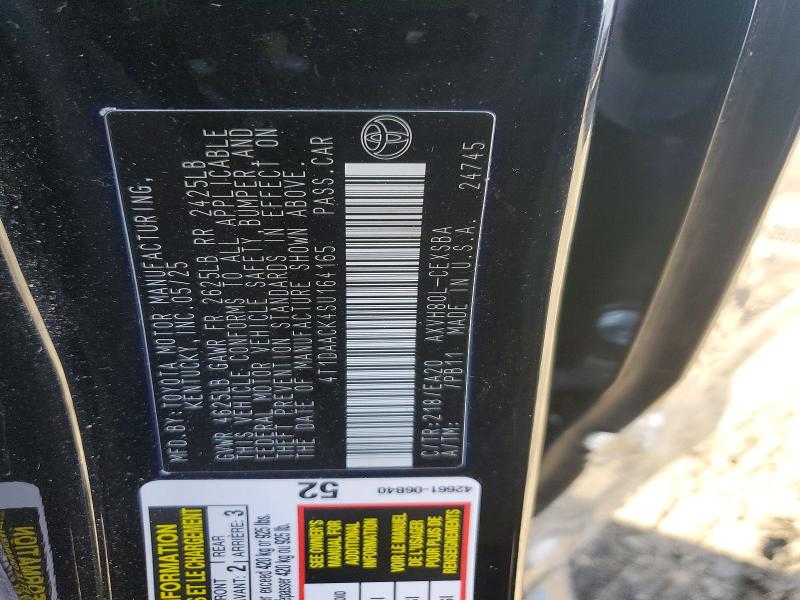 2025 Toyota Camry მანქანა იყიდება აუქციონზე, vin: 4T1DAACK4SU164165, აუქციონის ნომერი: 78277775