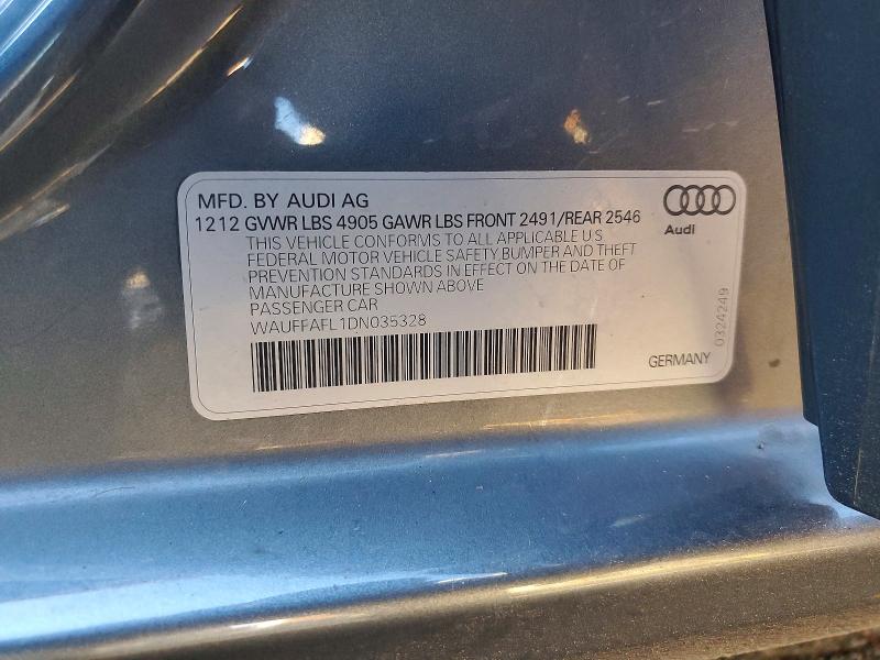 2013 Audi A4 მანქანა იყიდება აუქციონზე, vin: WAUFFAFL1DN035328, აუქციონის ნომერი: 77540975