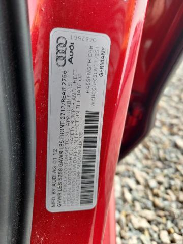 Продажа на аукционе авто 2012 Audi A6, vin: WAUGGAFC8CN117251, номер лота: 77858965