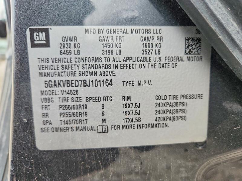 77881275 :رقم المزاد ، 5GAKVBED7BJ101164 vin ، 2011 Buick Enclave مزاد بيع