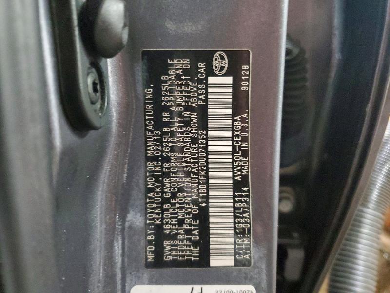 76422395 :رقم المزاد ، 4T1BD1FK2DU071352 vin ، 2013 Toyota Camry Hybrid مزاد بيع