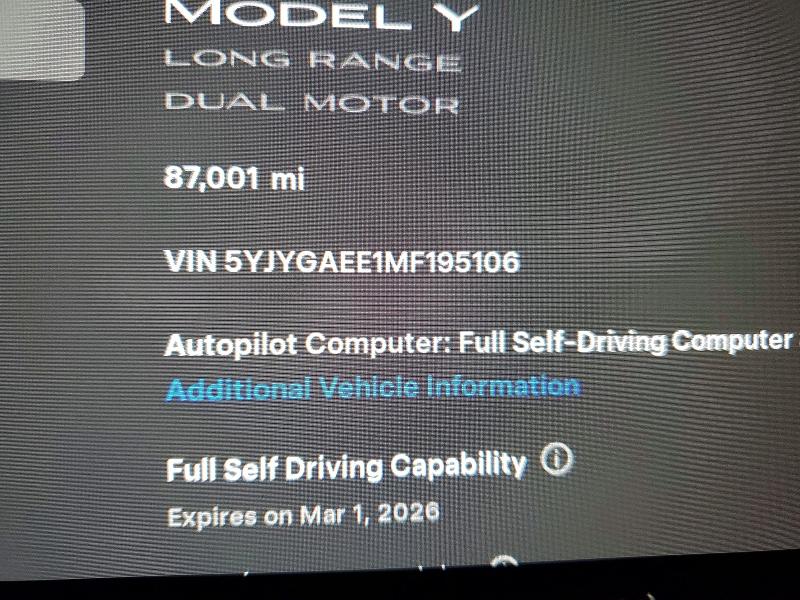 76233555 :رقم المزاد ، 5YJYGAEE1MF195106 vin ، 2021 Tesla Model Y مزاد بيع