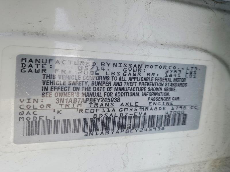 75969695 :رقم المزاد ، 3N1AB7AP8EY245938 vin ، 2014 Nissan Sentra مزاد بيع