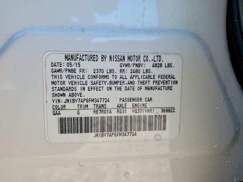 Aukcja sprzedaży 2015 Infiniti Q50, vin: JN1BV7AP6FM347724, numer aukcji: 78134705