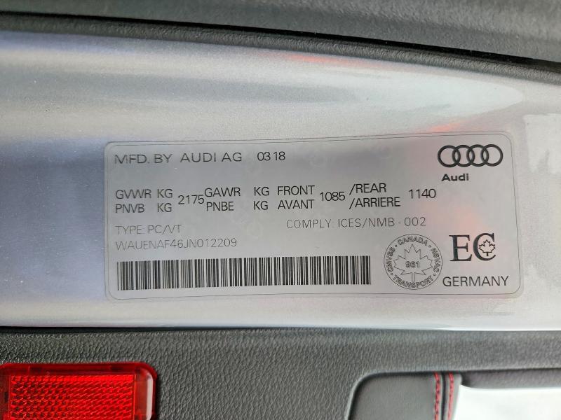 Продажа на аукционе авто 2018 Audi A4, vin: WAUENAF46JN012209, номер лота: 75833185