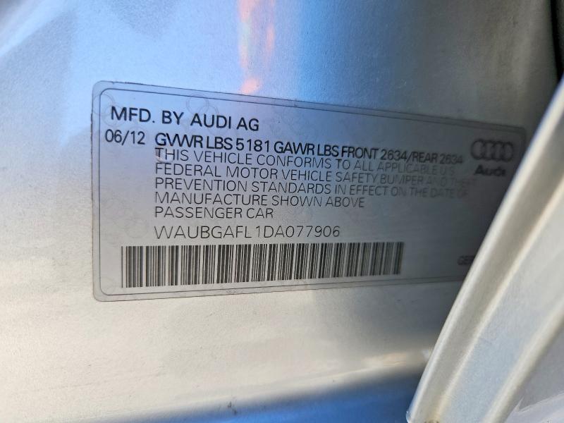 78719145 :رقم المزاد ، WAUBGAFL1DA077906 vin ، 2013 Audi S4 مزاد بيع
