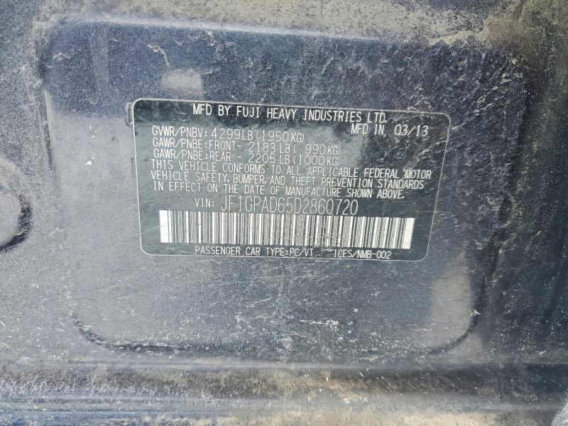 Aukcja sprzedaży 2013 Subaru Impreza, vin: JF1GPAD65D2860720, numer aukcji: 78668305