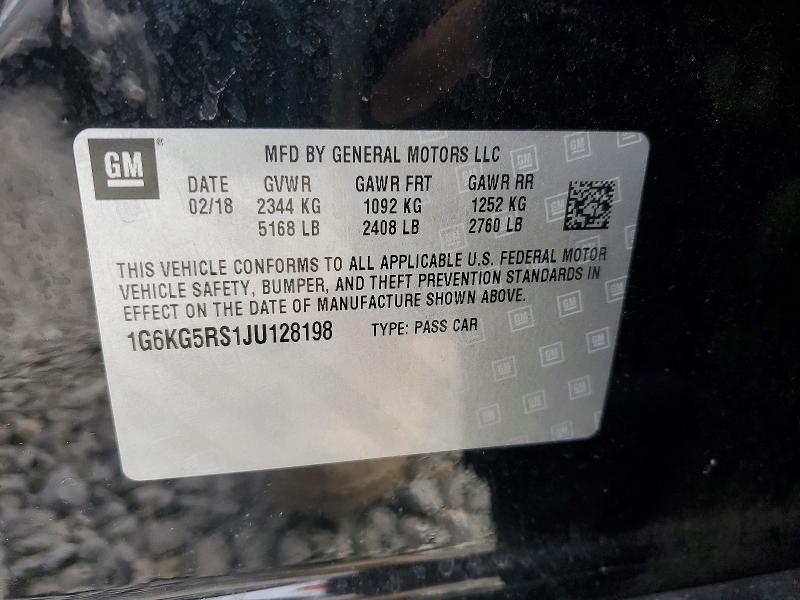 75671915 :رقم المزاد ، 1G6KG5RS1JU128198 vin ، 2018 Cadillac Ct6 مزاد بيع