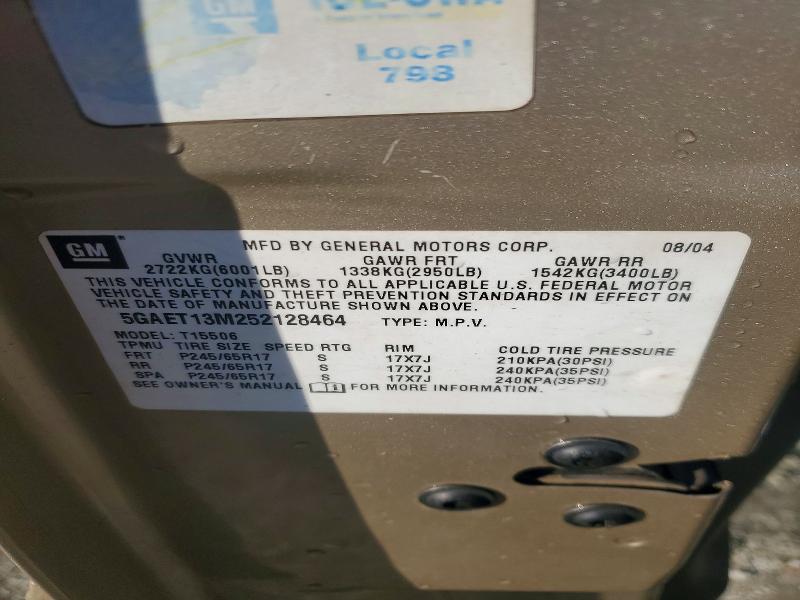 2005 Buick Rainier Cx მანქანა იყიდება აუქციონზე, vin: 5GAET13M252128464, აუქციონის ნომერი: 76697805