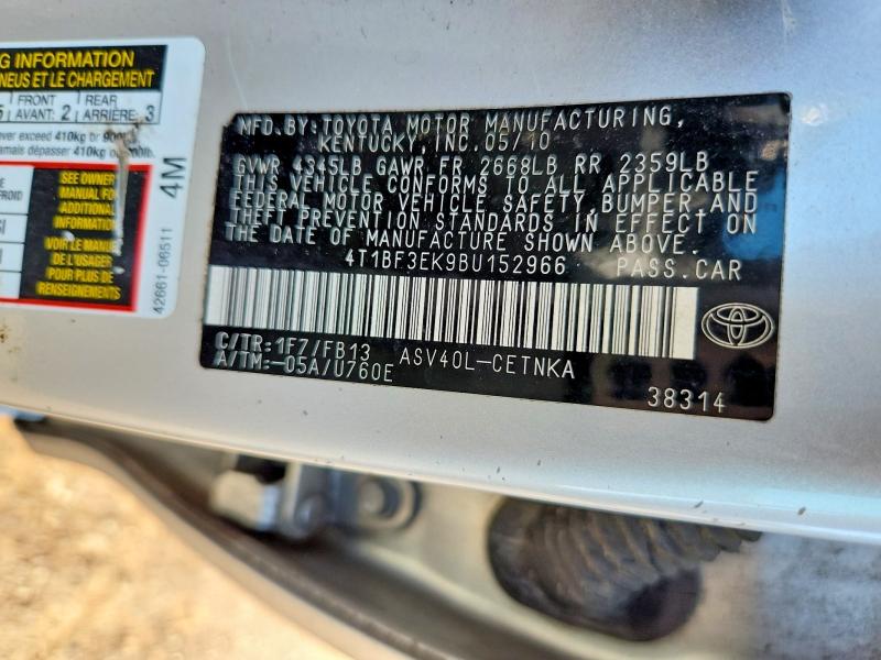Продаж на аукціоні авто 2011 Toyota Camry, vin: 4T1BF3EK9BU152966, номер лоту: 75558465